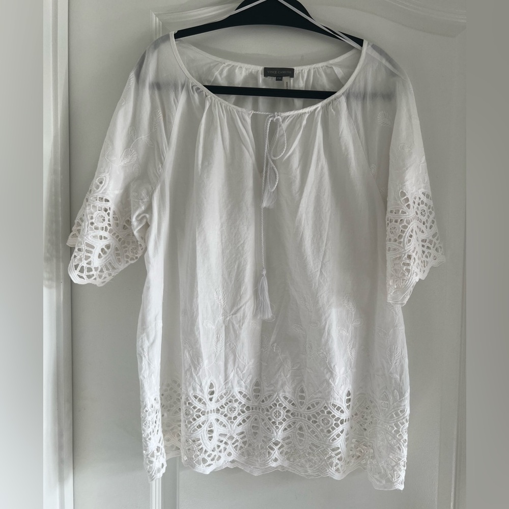 Cotton Eyelet detail white blouse